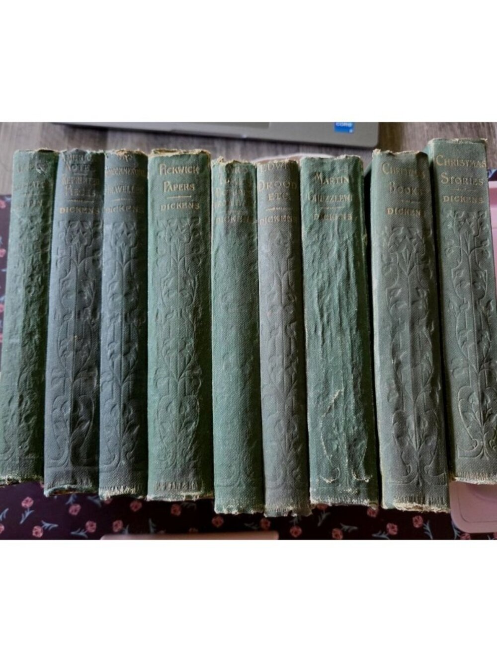 Chapman Hall Charles Dickens 9 Volume Set Decorative Cloth Antique c.1890s